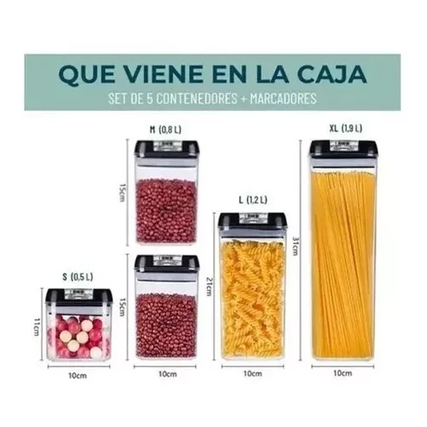 ˗ˏˋ ★ Recipientes Hérmeticos para condimetos (5 frascos)