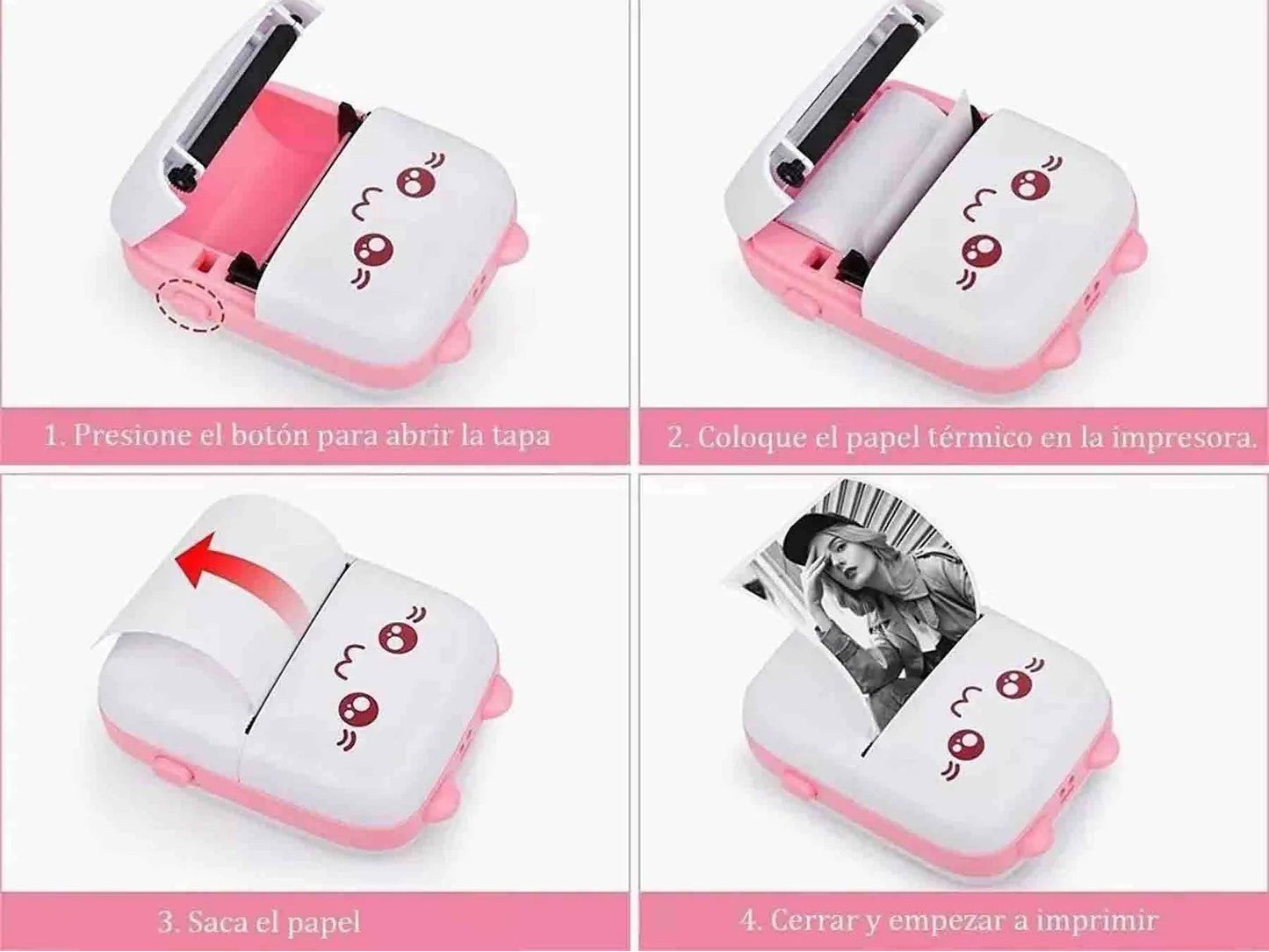 🎀Mini Impresora Termica Portatil Bluetoot Con cara de Gatito🎀