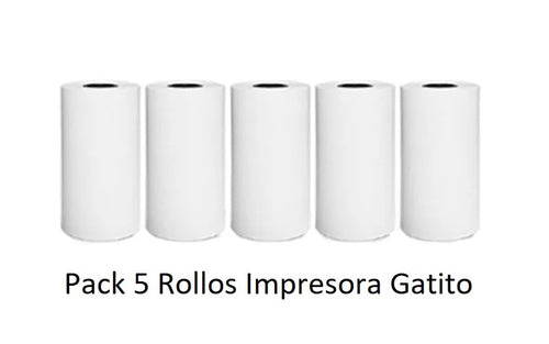 ฅᨐฅ Pack 5 Rollos Para Impresora Gatito