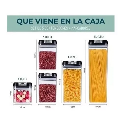 ˗ˏˋ ★ Recipientes Hérmeticos para condimetos (5 frascos)