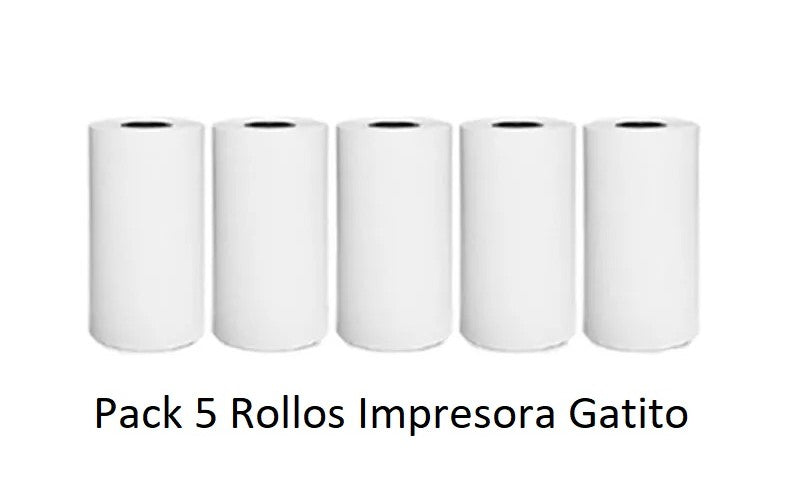 ฅᨐฅ Pack 5 Rollos Para Impresora Gatito