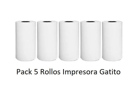 ฅᨐฅ Pack 5 Rollos Para Impresora Gatito