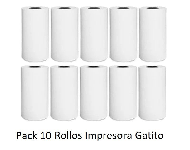 ≽^• ˕ • ྀི≼ Pack 10 Rollos Para Impresora Gatito