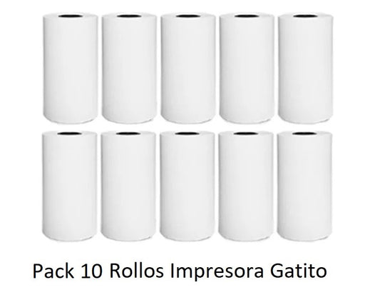 ≽^• ˕ • ྀི≼ Pack 10 Rollos Para Impresora Gatito